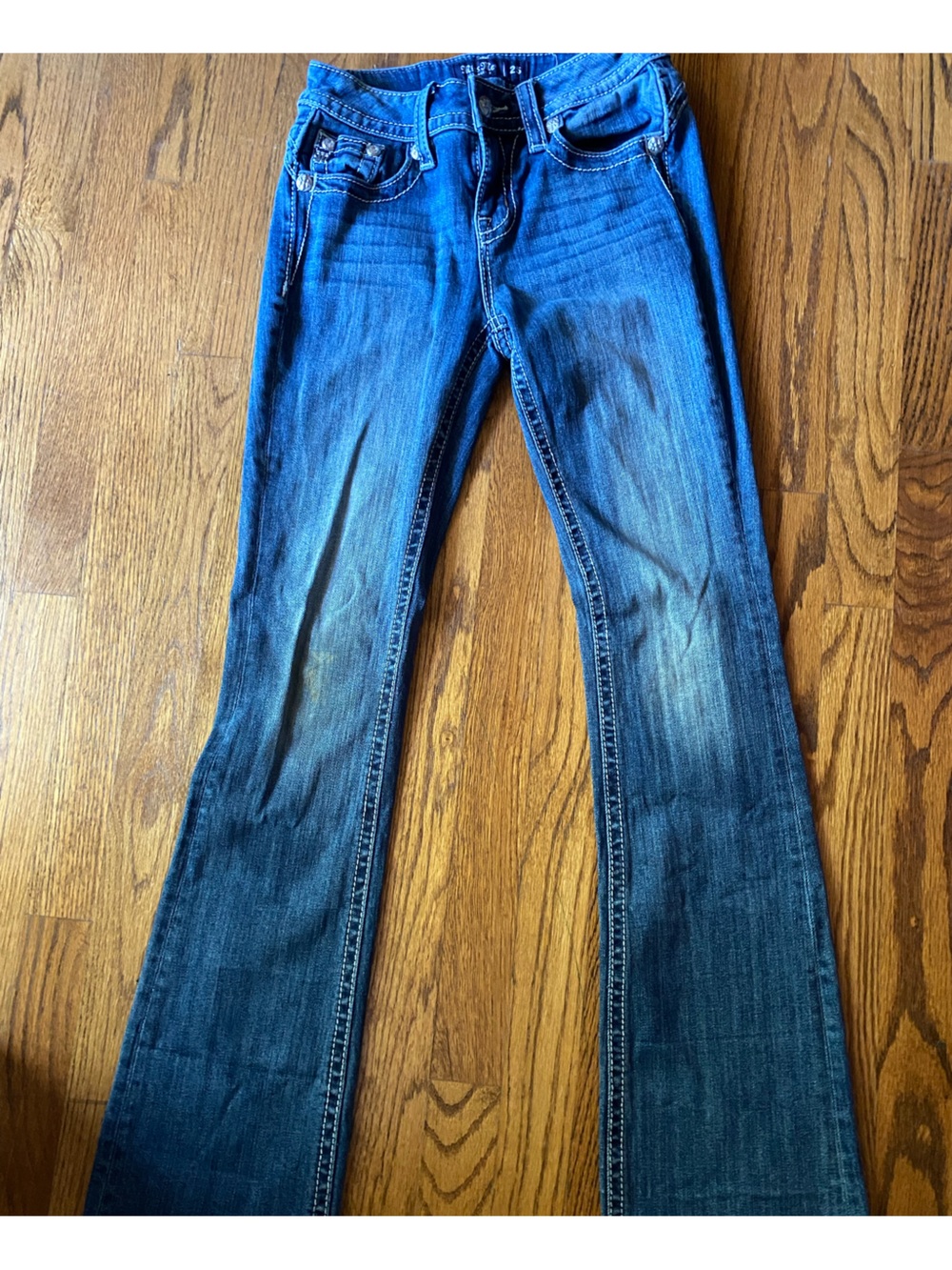 Miss Me Jeans Womens 25 Low Mid Rise Flare American Flag Cross Embellished - Picture 4 of 8